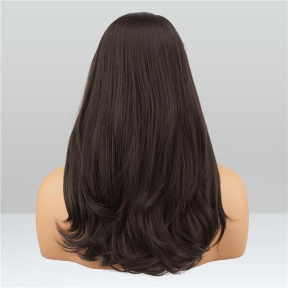 Wigs with Bangs Synthetic Natural Looking Brown - Picture 4 of 5